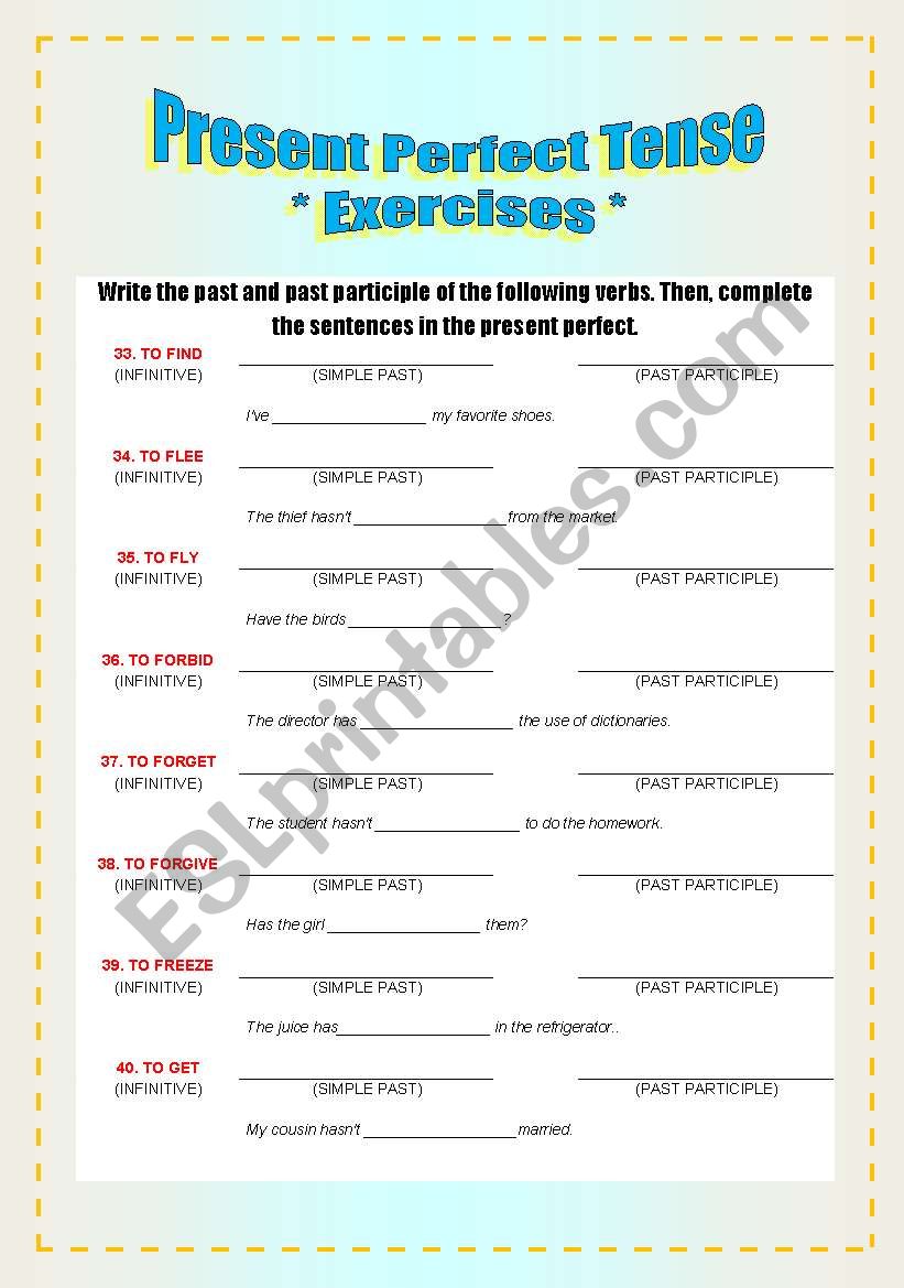 Exercises - Verbs & Present Perfect Tense [3/8]